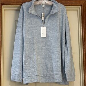 NWT Gray Zip Up Sweater with Mock Neck and Ribbed Cuffs